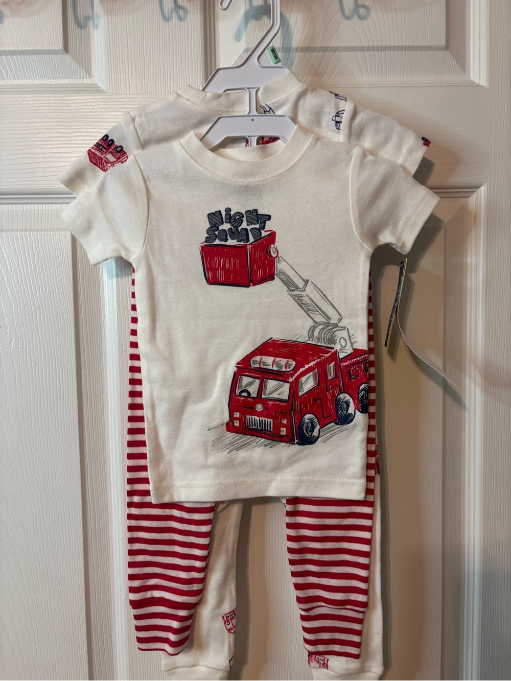 Carter's Cream and Red Fire Truck Pajama Set